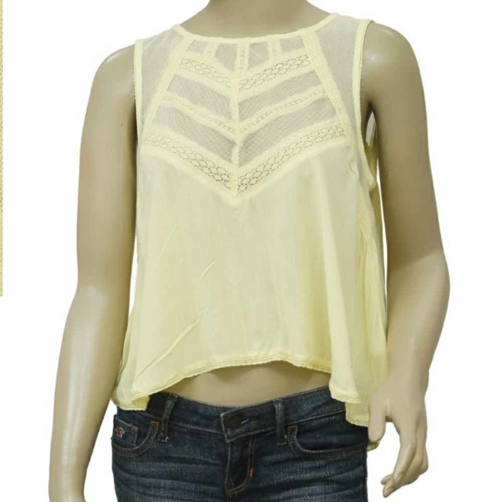 Free People Gauze and Lace Tank Top